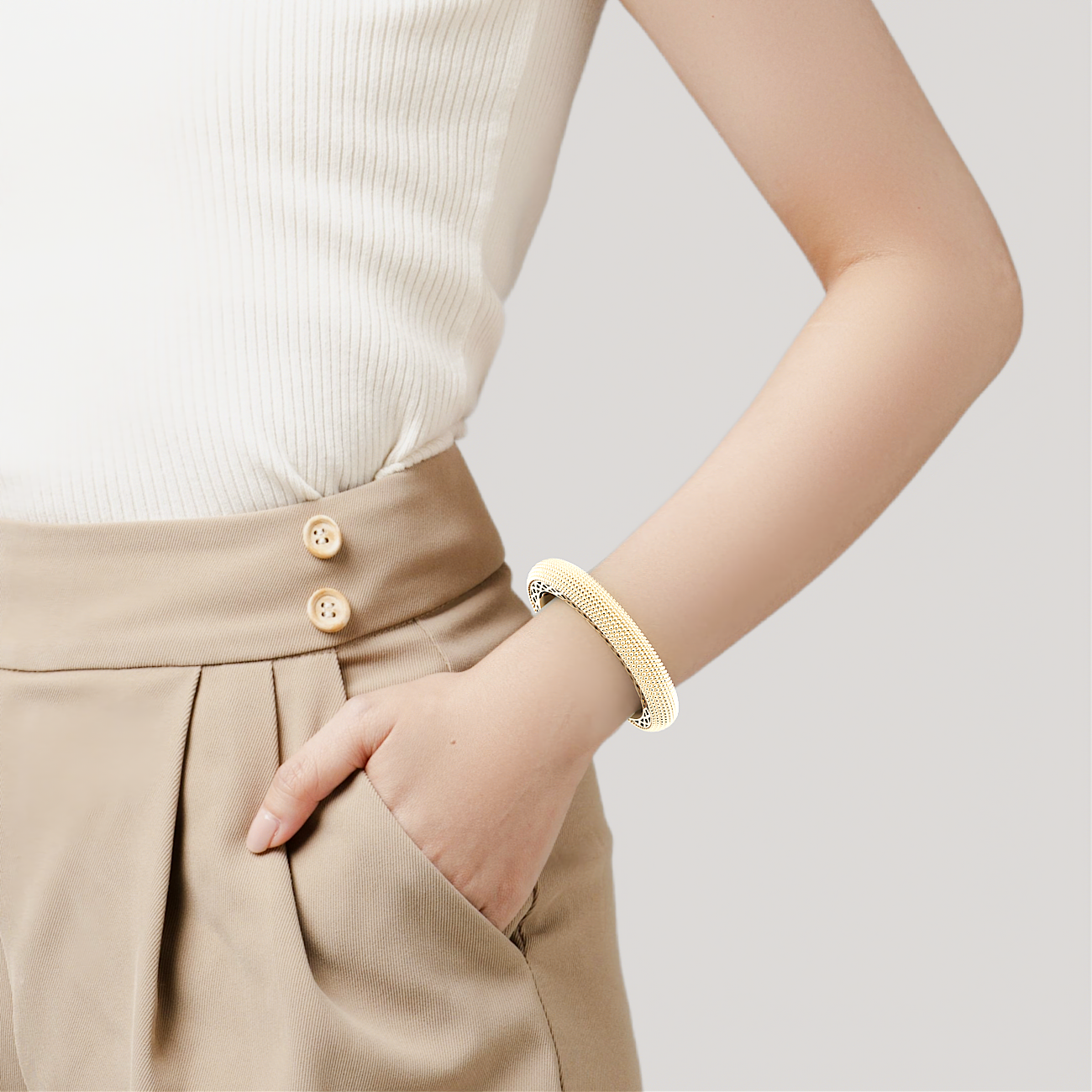 Pavé de Memori Cuff - 18K Yellow Gold